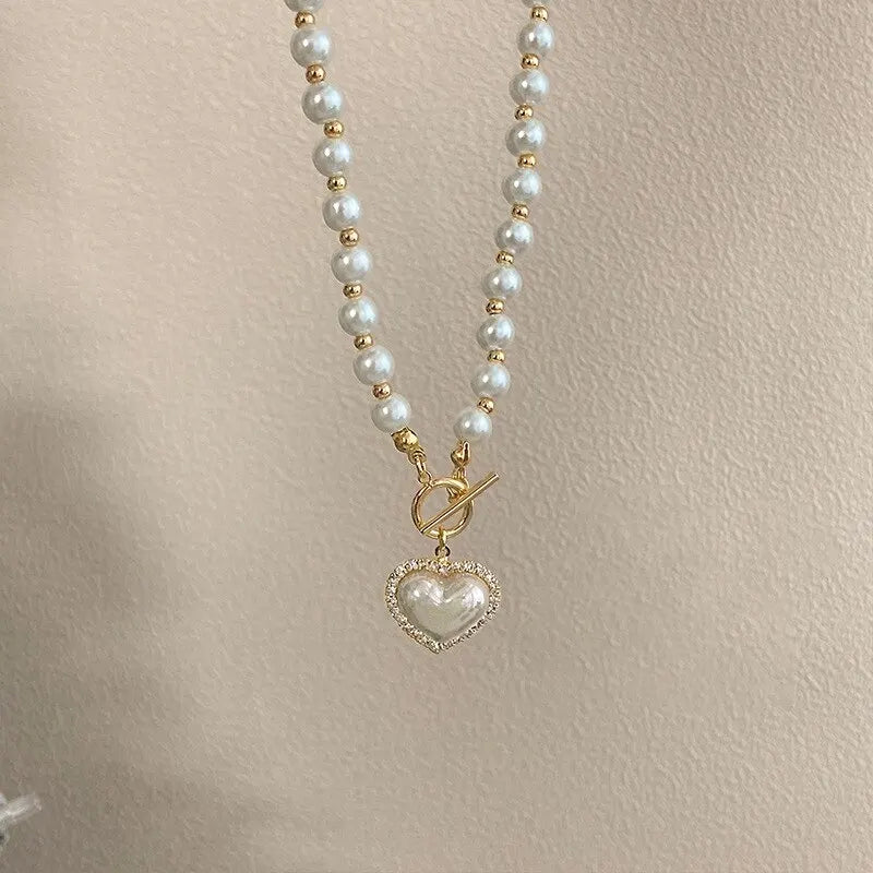 Pearl Heart Necklace For Women