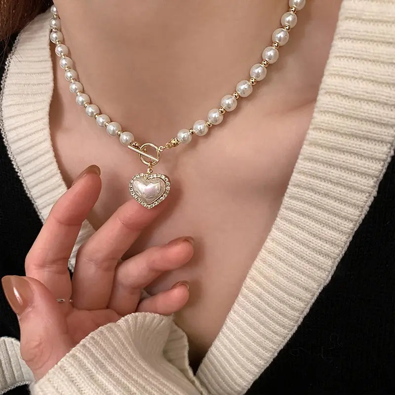 Pearl Heart Necklace For Women