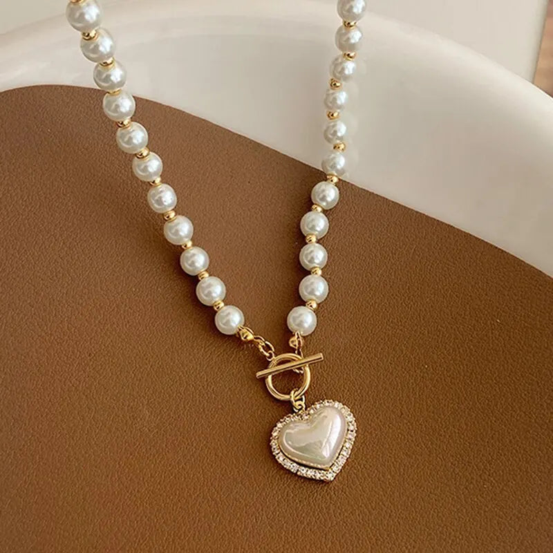 Pearl Heart Necklace For Women