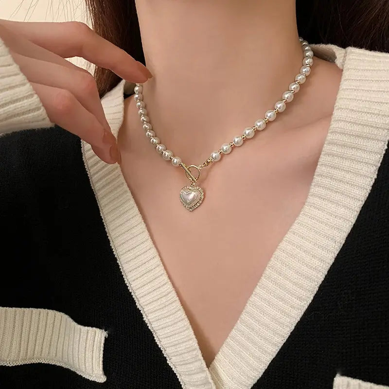 Pearl Heart Necklace For Women