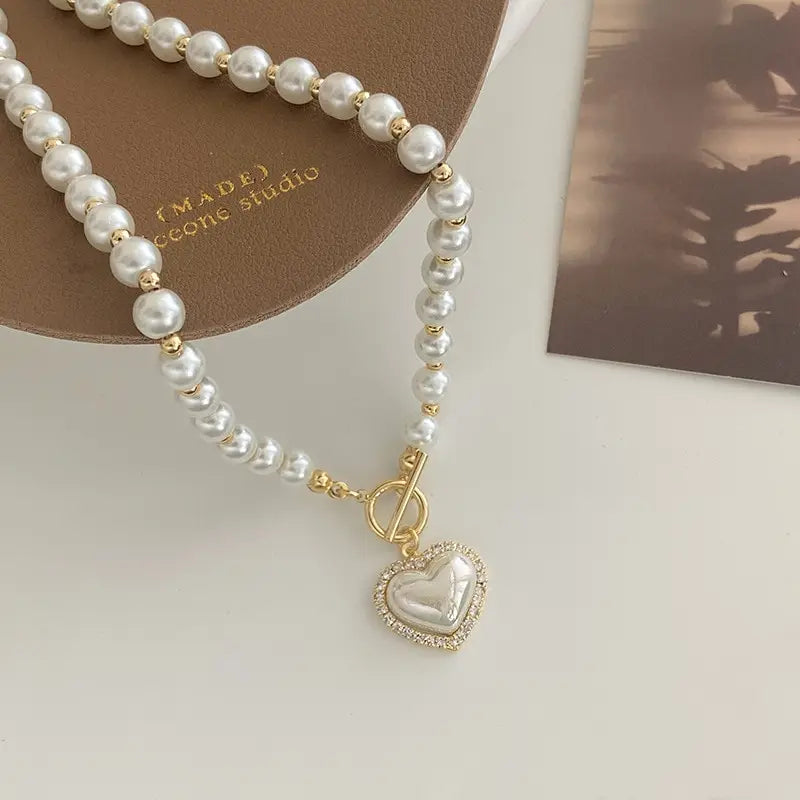 Pearl Heart Necklace For Women