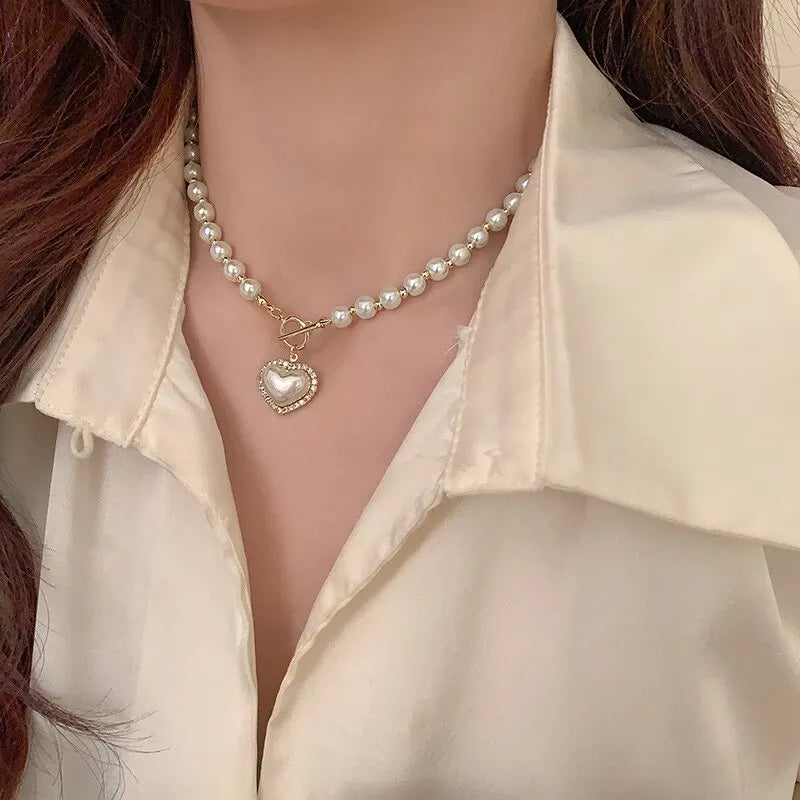 Pearl Heart Necklace For Women