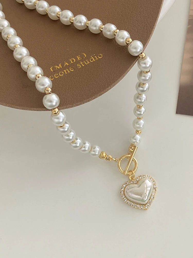 Pearl Heart Necklace For Women