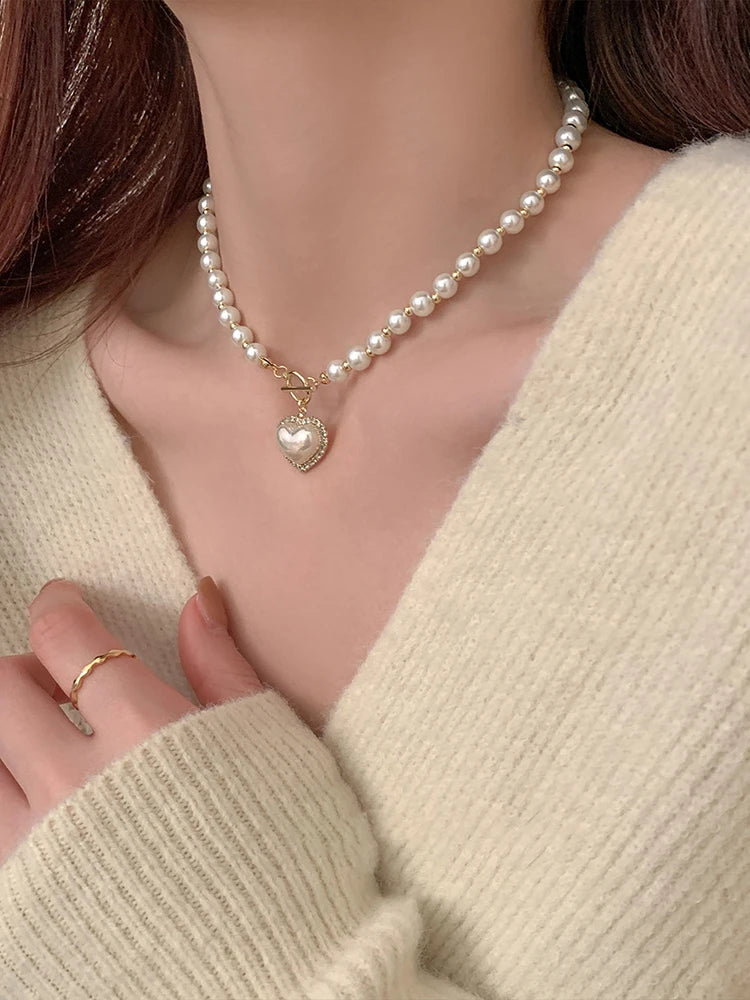 Pearl Heart Necklace For Women