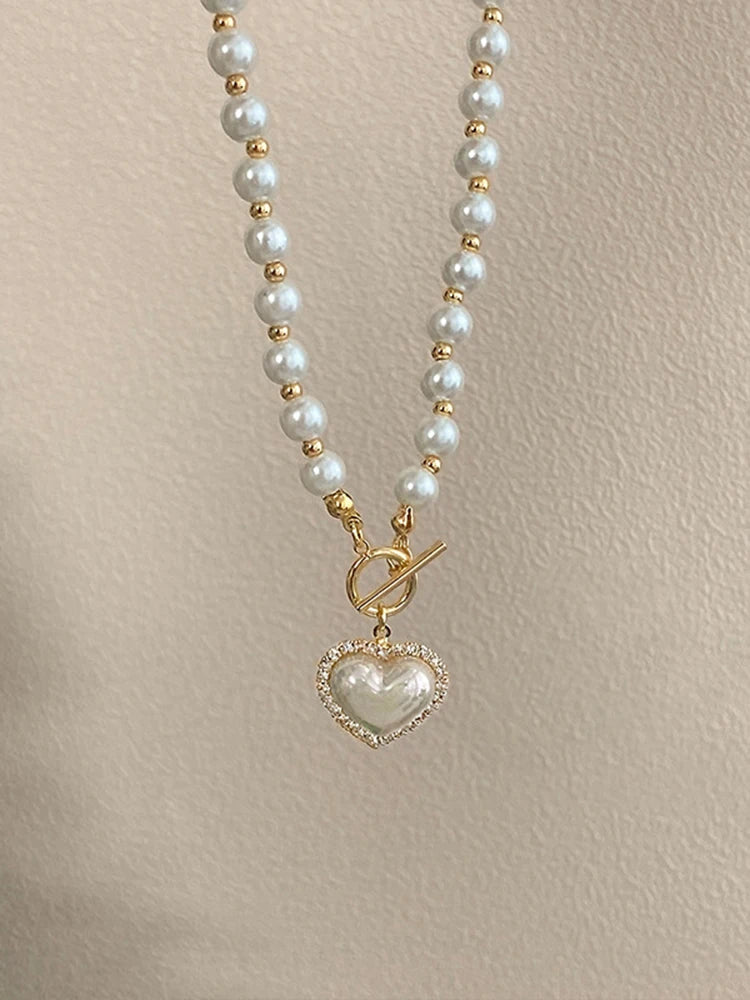 Pearl Heart Necklace For Women
