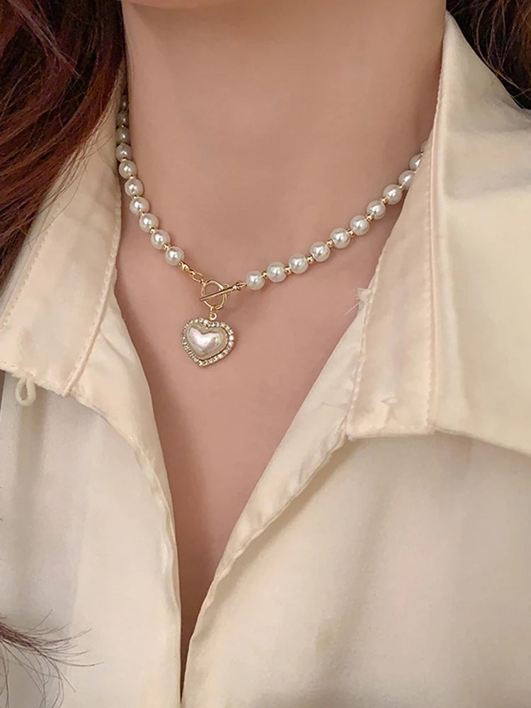 Pearl Heart Necklace For Women