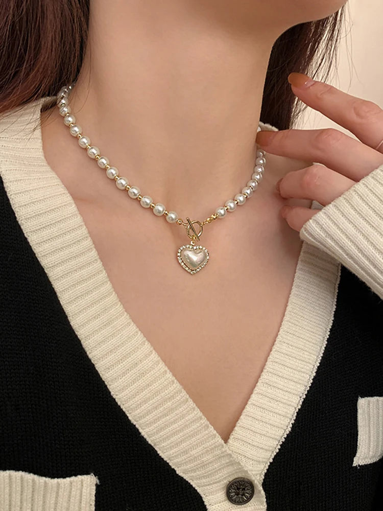 Pearl Heart Necklace For Women